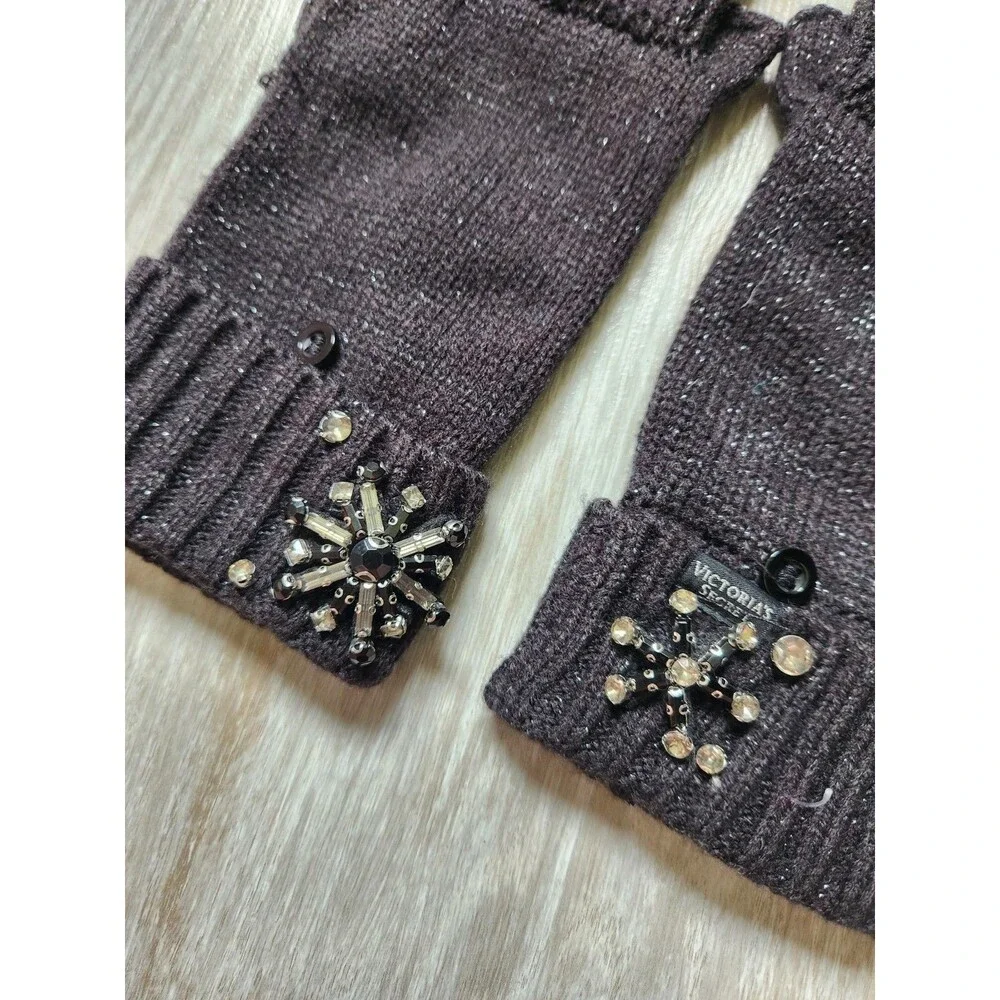 NWT Victoria’s Secret Snowflake Sparkle Winter Set Headband Convertible Mittens